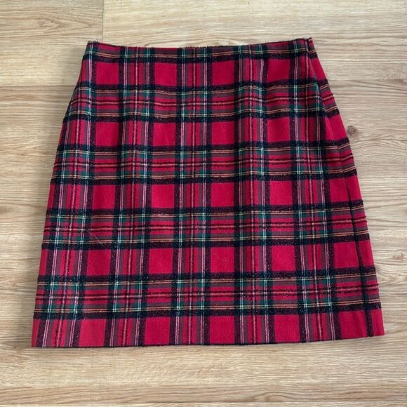 Talbots Women's PLAID SPARKLE A-LINE Mini SKIRT Sz 10 Petite Tartan Holiday - Picture 2 of 6